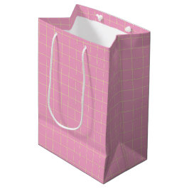 Sacola Para Presentes Média Verde Claro Xadrez Rosa Célula Delicada.