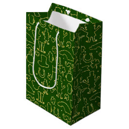 SACOLA PARA PRESENTES MÉDIA VERDE COM SUAS LINHAS VERDES FINAS IRLANDESAS