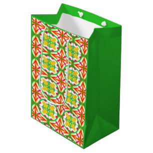 Sacola Para Presentes Média Vermelho, Amarelo e Verde limão