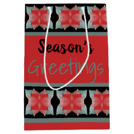 Sacola Para Presentes Média Vermelho-de-Barn Moderno com Preto