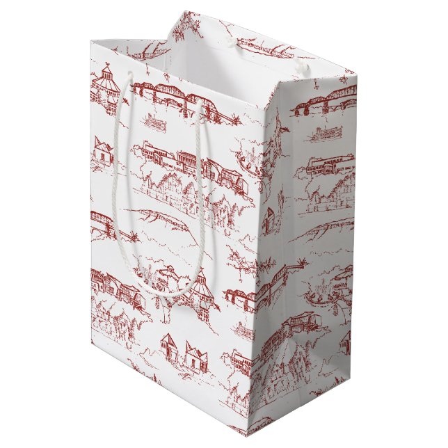 Sacola Para Presentes Média Vermelho e branco de Chattanooga Toile (Verso inclinado)