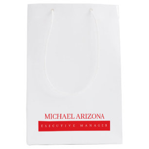 Sacola Para Presentes Média Vermelho Preto e Branco Minimalista Simples Modern