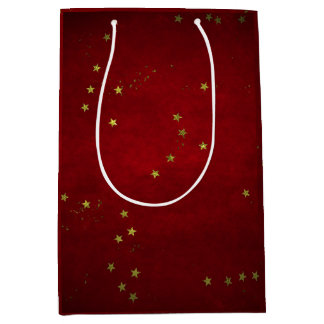 Sacola Para Presentes Média Verniz Cereja Estrela Dourada