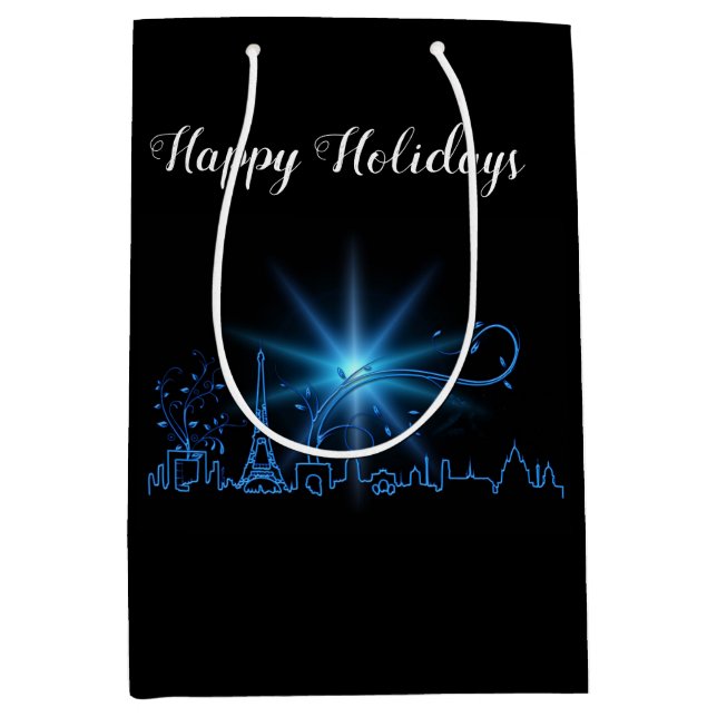 Sacola Para Presentes Média Véspera de Ano Novo em Paris (Frente)