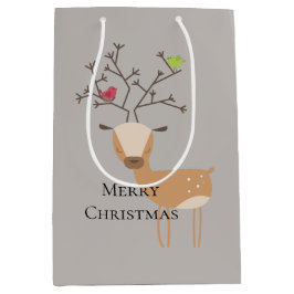 Sacola Para Presentes Média Vestido de Natal com Pássaros