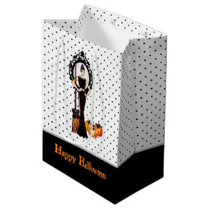 Sacola Para Presentes Média Vestido Negro Longo Elegante Clássico do Halloween