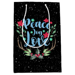 Sacola Para Presentes Média Vestidos de Natal nos Flocos de Neve
