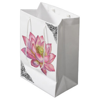 Sacola Para Presentes Média Vetor Exquisito Preto e Branco Thai Lai Kanok