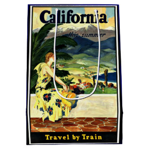 Sacola Para Presentes Média Viagem da Califórnia por poster de viagens vintag