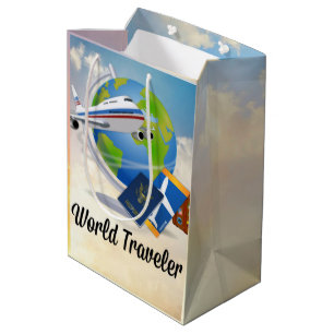 Sacola Para Presentes Média Viajante mundial - Design nº 2