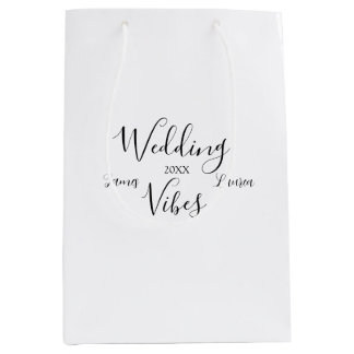 SACOLA PARA PRESENTES MÉDIA VIBRAÇÕES DE CASAMENTO NOME DO CASAL 20XX LINDO CA