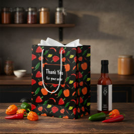 Sacola Para Presentes Média Vibrant Chili Pepper "Thank You" Business Gift Bag