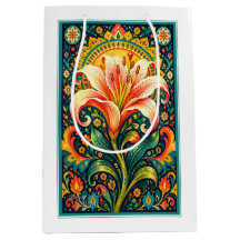 Vibrant Folk Art Lily Floral
