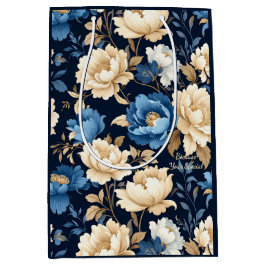 Sacola Para Presentes Média Victorian flowers blue Gift Bag