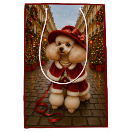 Sacola Para Presentes Média Victorian Poodle Holiday  Medium Gift Bag