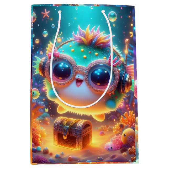 Sacola Para Presentes Média Vida marinha (Frente)