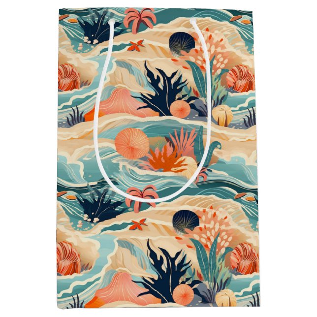 Sacola Para Presentes Média Vida no Mar de Praia (Frente)