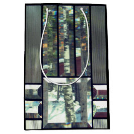 Sacola Para Presentes Média Vidro esticado metálico esmerilado é prateado