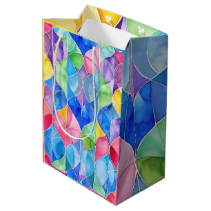 Sacola Para Presentes Média Vidro Pintado Arco-íris Aquarela