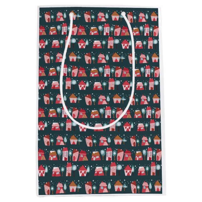 Sacola Para Presentes Média Vila de inverno (Frente)