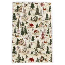 Sacola Para Presentes Média Vila Vintage de Natal