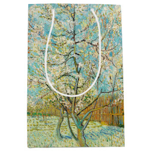 Sacola Para Presentes Média Vincent van Gogh - Árvore Pêssega Rosa em Flor