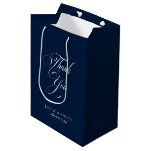 Sacola Para Presentes Média Vinho de Boas-Vindas de Casamento Estilo Azul Nava