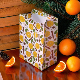 Sacola Para Presentes Média Vinho quente de Natal picante branco