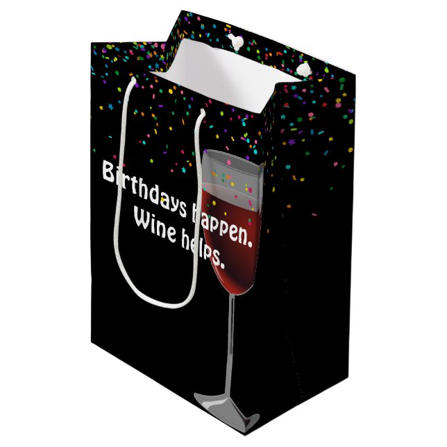 Sacola Para Presentes Média Vinho tinto Bolsa de Presente Médio de Aniversário (Frente inclinada)