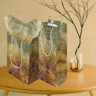 Sacola Para Presentes Média Vintage Antique Damask All Occasion