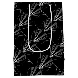 Sacola Para Presentes Média Vintage Art Deco Black and White Geometric