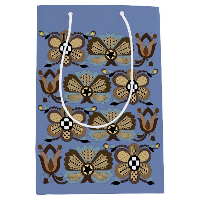 Sacola Para Presentes Média Vintage Blue e Brown (Frente)