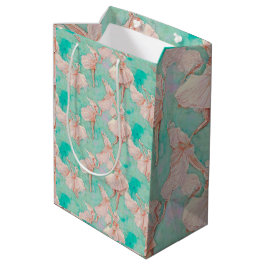 Sacola Para Presentes Média Vintage Blue e Pink Pastels Ballerina Dancer