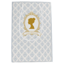 Sacola Para Presentes Média Vintage Blue Regency Cameo Bridal Shower