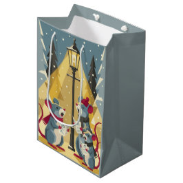 Sacola Para Presentes Média Vintage Caroling Mice Gift Bag