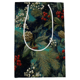 Sacola Para Presentes Média Vintage Christmas Elegant Sparkle II