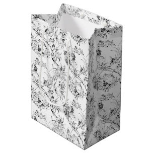 Sacola Para Presentes Média Vintage com gravação de fantasia floral francesa