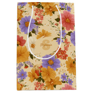 Sacola Para Presentes Média Vintage Daisy Floral Pattern (2)