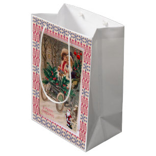Sacola Para Presentes Média Vintage de Bagagens de Presentes de Natal