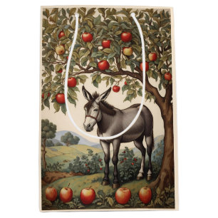 Sacola Para Presentes Média Vintage Donkey Sob Uma Árvore De Maçã