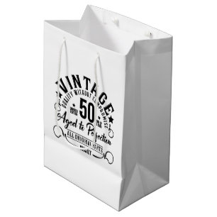 Sacola Para Presentes Média Vintage engraçada cinquenta Festas de aniversário