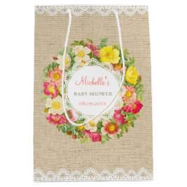 Sacola Para Presentes Média Vintage Floral Ou Birthday Gift Bag