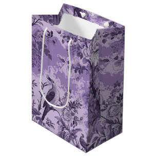 Sacola Para Presentes Média Vintage French Purple Toile Fleurie