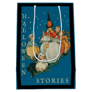 Sacola Para Presentes Média Vintage Halloween Storytime Little Wity Black Cat