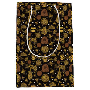 Sacola Para Presentes Média Vintage Honey Bumblebee Black