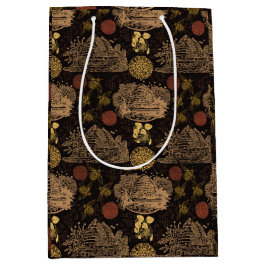 Sacola Para Presentes Média Vintage Honeycomb Bee Black