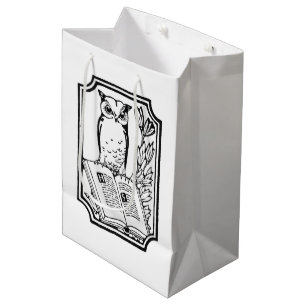 Sacola Para Presentes Média Vintage lendo bolsa de festas bonitinha de coruja