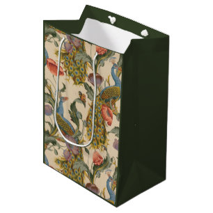 Sacola Para Presentes Média Vintage Peacock Pattern Colorful Art