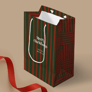 Sacola Para Presentes Média Vintage Red & Green Xadrez Strike Feliz Natal