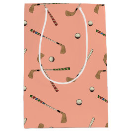 Sacola Para Presentes Média Vintage Retro Golfe Padrão de Bola de Clube de Gol